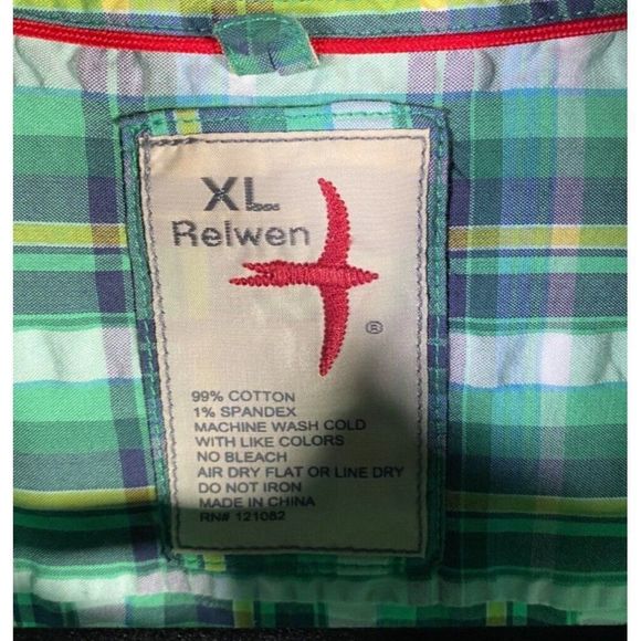 Relwin Men's Button-Down Shirt Check Multi-color Size XL - Picture 4 of 4
